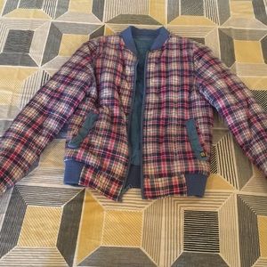 Insight reversible plaid warm jacket bomber